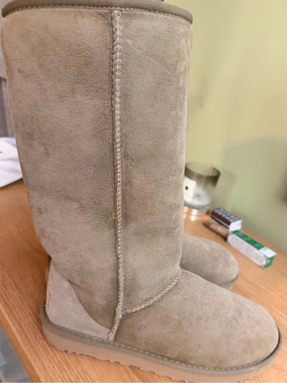UGG Tall Suede Boots in Taupe Gray
